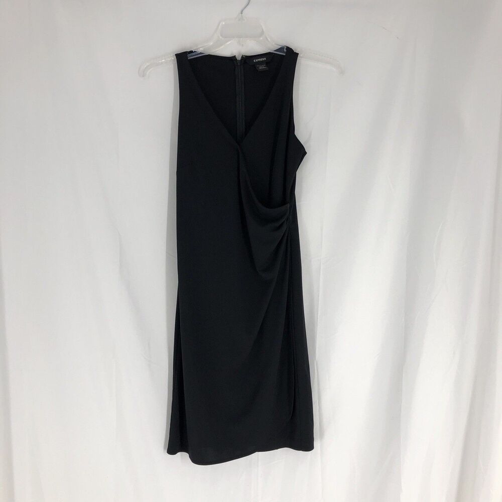 Express Womens Black Sleeveless V-Neck Back Zip Dress Size 9/10